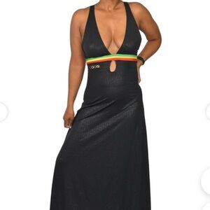 COOGI | Dresses | Coogi Bnwt Halter Maxi Dress Black Allover Logo Print  Jamaica Y2k Summer Large | Poshmark